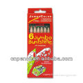 7\" hexagonal jumbo color pencil /natural wooden jumbo color pencil / 6 pc in paper box with plastic sharpener